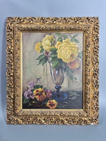 Paul Meinke (1900-1930) - Stillleben mit gelben Rosen und, Antiquités & Art, Art | Peinture | Classique