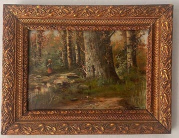 Scuola Valenciana (XIX) - Paesaggio boschivo con figura