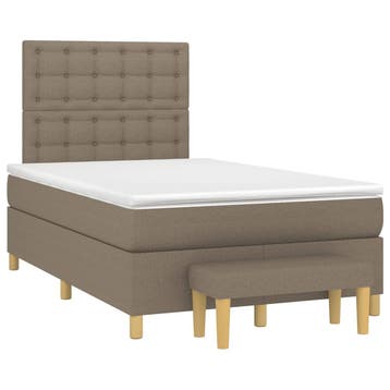 vidaXL Boxspring met matras stof taupe 120x190 cm, Verzenden