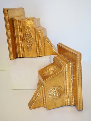 Wandtafel (2) - Hout, Verguld - Set antieke wandconsoles, Antiek en Kunst