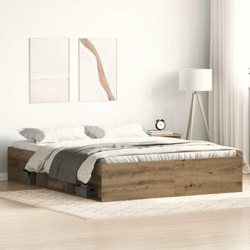 vidaXL Bedframe zonder matras spaanplaat artisanaal, Huis en Inrichting, Slaapkamer | Bedden, Verzenden, Nieuw