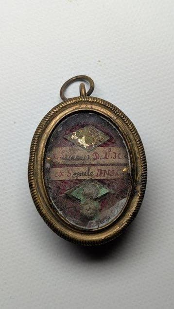Reliekhouder - Metaal, Glas, Textiel - 1800-1850 - Uit het, Antiek en Kunst