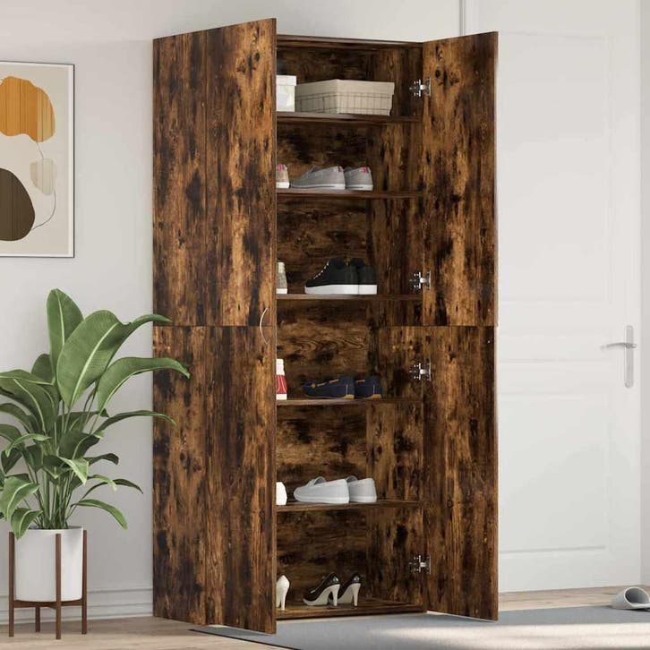 vidaXL Schoenenkast Multikleur 80 x 35.5 x 180 cm Bewerkt, Huis en Inrichting, Kasten | Schoenenkasten, Nieuw, Verzenden