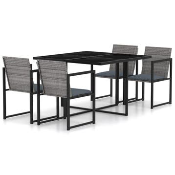 vidaXL 5-delige Tuinset met kussens poly rattan grijs, Verzenden, Nieuw, Tuinset