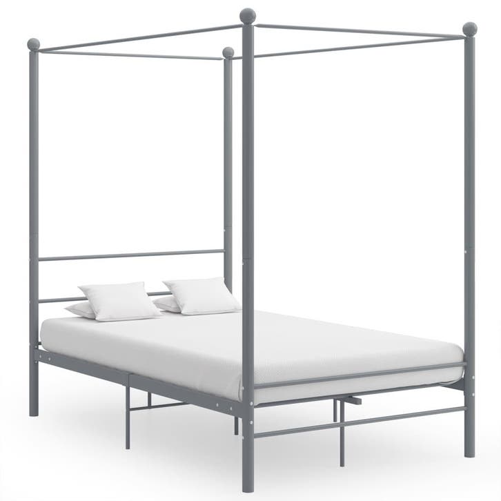vidaXL Hemelbedframe metaal grijs 140x200 cm, Huis en Inrichting, Slaapkamer | Bedden, Nieuw, Verzenden