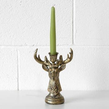 sculptuur, Bronze Finish Stag Head Candlestick – Majestic