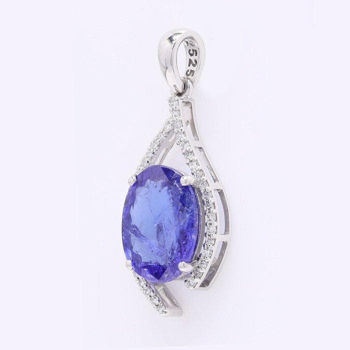 Zonder minimumprijs - Hanger Platina - 2.88ct. tw. Tanzaniet, Bijoux, Sacs & Beauté, Bijoux anciens