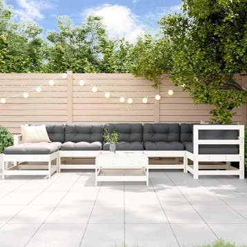 vidaXL 8-delige Loungeset met kussens massief hout wit, Verzenden, Loungeset