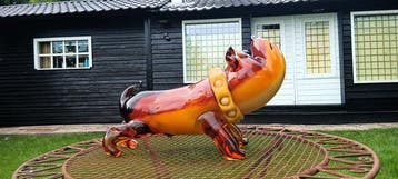 sculptuur, XXl-Glazen Bull dog in murano stijl 40 cm - 27 cm