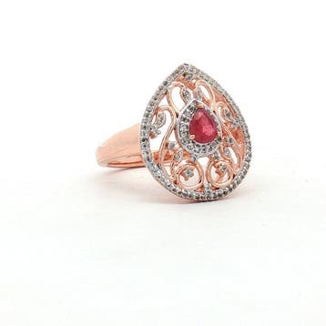 Zonder minimumprijs - Ring Zilver - 0.56ct. tw. Robijn -