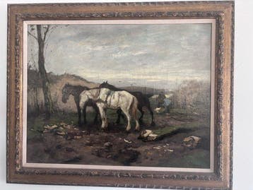 J. Scherrewitz (1868-1951) - Rustende paarden in