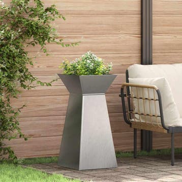 vidaXL Pilarenbak 2 st zilver 35 x 35 x 73 cm Roestvrij, Verzenden, Nieuw