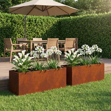 vidaXL Plantenbak 2 st Roestkleurig 100 x 30 x 30 cm, Verzenden, Nieuw