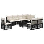 vidaXL Tuinbank Set 9 pcs Zwart poly rattan, Verzenden, Nieuw