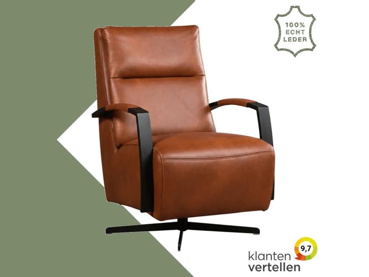 Leren draaifauteuil Award - Granada Savannah (cognac) -, Huis en Inrichting, Fauteuils, 50 tot 75 cm, 75 tot 100 cm, Nieuw, Leer