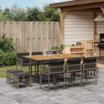 vidaXL 11-delige Tuinset met kussens poly rattan grijs, Verzenden, Nieuw, Tuinset