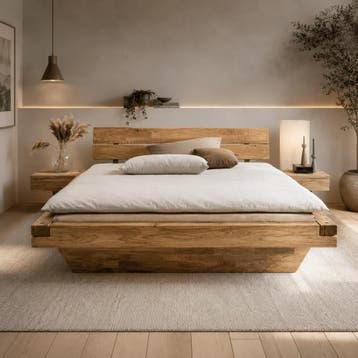 Van Schaik Milan Massief Eiken Balkenbed met Bedlades - 200, Nieuw