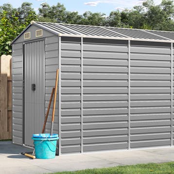 vidaXL Tuinhuis Lichtgrijs 191x980x198 cm Gegalvaniseerd, Verzenden, Nieuw