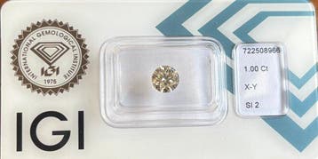 1 pcs Diamant (Natuurlijk) - 1.00 ct - Rond - SI2 -