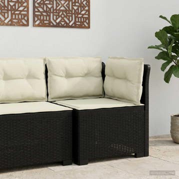 vidaXL Eén-zits Tuin Sofa met Kussens Rieten Look PP, Verzenden