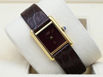 Cartier Tank Vermeil Year 1990s (Box), Handtassen en Accessoires, Horloges | Heren, Overige merken, Leer, Polshorloge, Ophalen of Verzenden