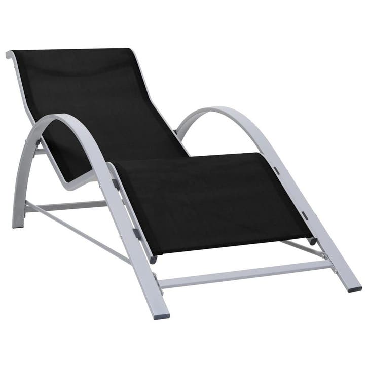 vidaXL Ligbed textileen en aluminium zwart, Jardin & Terrasse, Chaises longues, Envoi
