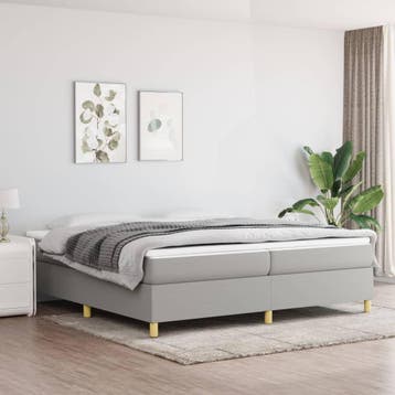 vidaXL Boxspring bed stof lichtgrijs 200x200 cm, Verzenden