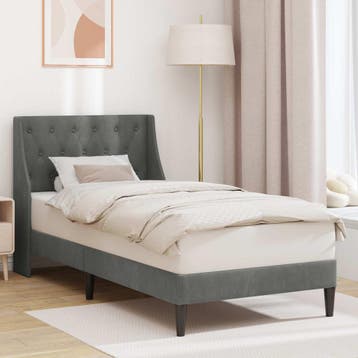 vidaXL Bedframe met hoofdeinde Donkergrijs 80 x 200 cm, Verzenden