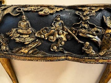 Wandtafel - Hout - Chinoiserie-lakwerk dressoir en