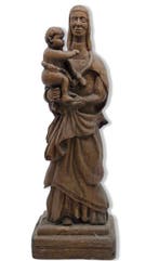 Sculpture - Vierge à lenfant - 59 cm - Antique - Bois -
