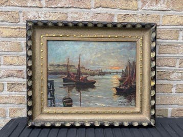 Frans Van Genesen (1887-1961) - Havengezicht Nieuwpoort, Antiek en Kunst