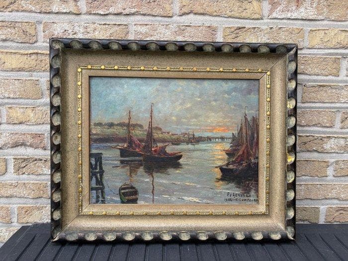 Frans Van Genesen (1887-1961) - Havengezicht Nieuwpoort, Antiek en Kunst, Kunst | Schilderijen | Klassiek