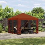 vidaXL Prieel 3 x 3 m Terracotta Polyester en Staal 190, Tuin en Terras, Verzenden, Nieuw
