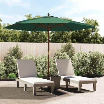 vidaXL Parasol met houten paal 299x240 cm groen, Verzenden