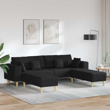 vidaXL bank / zetel 3 st Zwart Stof, Verzenden