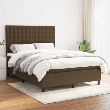 vidaXL Boxspring met matras stof donkerbruin 140x200 cm, Verzenden, Nieuw