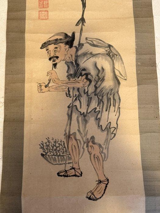19e–20e-eeuwse Chinese figuurenschilderkunst van een oudere, Antiek en Kunst, Antiek | Overige Antiek