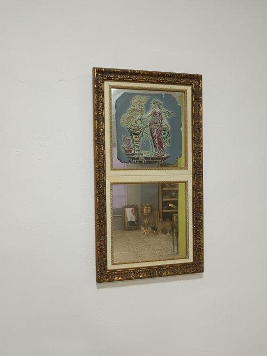 Miroir- Grand miroir avec une représentation grecque. - Bois, Antiquités & Art, Curiosités & Brocante