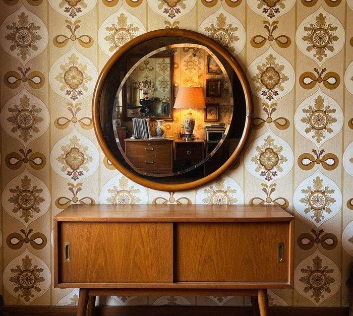 Wandspiegel - Glas, Hout, Antiquités & Art, Art | Objets design