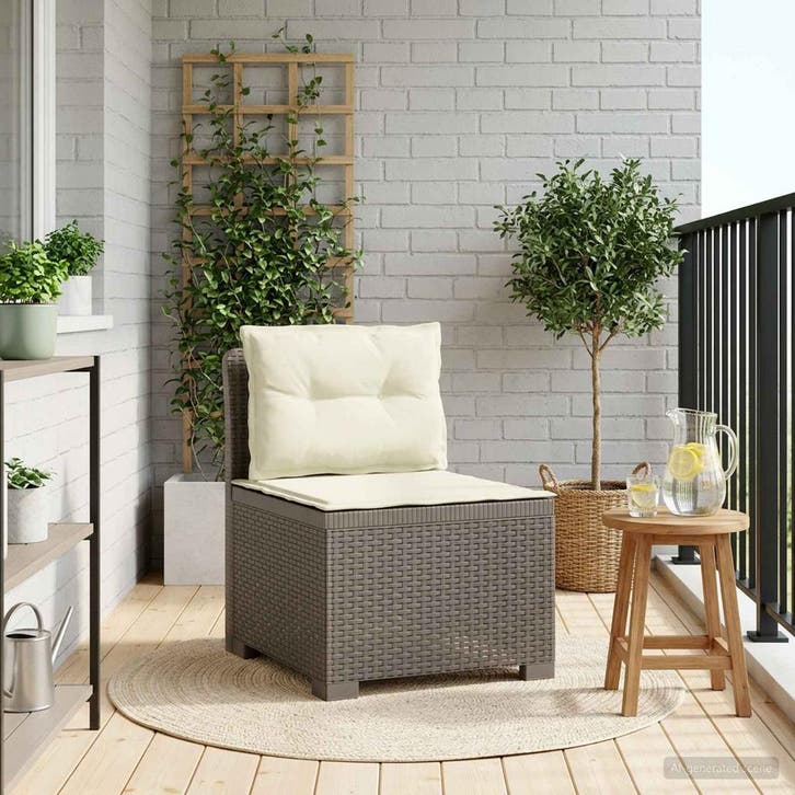 vidaXL Eén-zits Tuin Sofa met Kussens Rieten Look PP, Tuin en Terras, Tuinsets en Loungesets, Nieuw, Verzenden