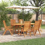 vidaXL Tuin Eettafel Set 7 pcs Bruin Massief Acacia Hout, Verzenden