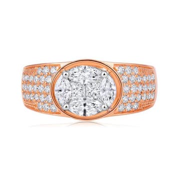 Ring - 18 karaat Roségoud - 1.05ct. tw. Diamant (Natuurlijk)