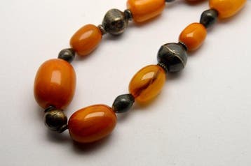 Argent, collier de perles en bakélite orange ethnique - 115