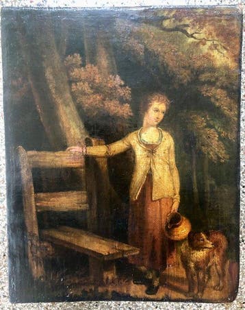 Franse school (XVIII) - Herderin met hond
