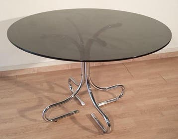 Tafel - Staal, Glas - Koffietafel van gechromateerd staal