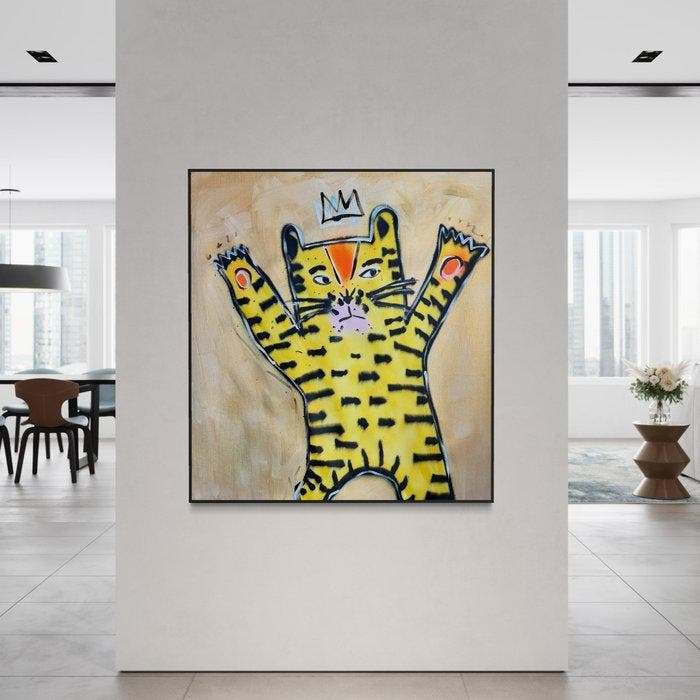 Timo Wedell - Basquiats Dangerous Tiger LOL - XL, Antiek en Kunst, Kunst | Schilderijen | Modern