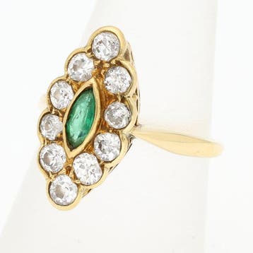 Bague - 14 carats Or jaune Diamant (Naturelle) - émeraude, Bijoux, Sacs & Beauté