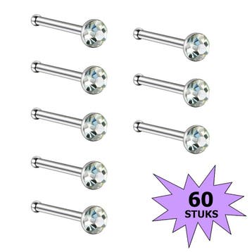 Fako Bijoux - Neuspiercing - Staafje Kristal - 3.0mm - Wit -, Handtassen en Accessoires, Piercings, Verzenden, Nieuw