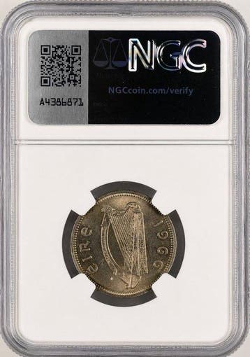 Irlande. 1 Shilling 1966 - NGC MS62 (Sans prix de réserve)