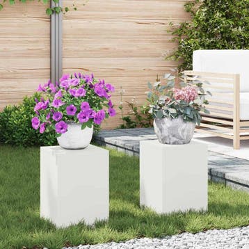 vidaXL Plantenstand 2 pcs Wit 24 x 24 x 35 cm Staal, Verzenden